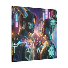 Load image into Gallery viewer, Cyberpunk Romance - Neon Dreamscape Matte Canvas Art 0.75 Inch Frame