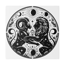 Load image into Gallery viewer, Celestial Harmony Aries and Leo Zodiac Matte Canvas Art
