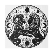 Load image into Gallery viewer, Celestial Harmony Aries and Leo Zodiac Matte Canvas Art
