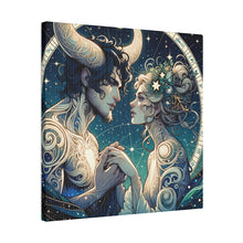 Load image into Gallery viewer, Celestial Embrace Zodiac Art Matte Canvas Print - Stretched 0.75 Inch Frame