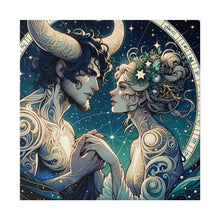 Load image into Gallery viewer, Celestial Embrace Zodiac Art Matte Canvas Print - Stretched 0.75 Inch Frame