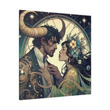 Load image into Gallery viewer, Celestial Embrace - Zodiac-Inspired Art on Matte Canvas Stretched 0.75 Inch