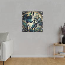 Load image into Gallery viewer, Celestial Zodiac Taurus and Woman Artwork Matte Canvas Print - Stretched 0.75 Inch Frame
