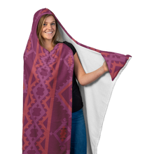 Load image into Gallery viewer, Hooded Microfiber Blanket - Maroon / Orange Pattern