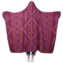Load image into Gallery viewer, Hooded Microfiber Blanket - Maroon / Orange Pattern