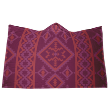 Load image into Gallery viewer, Hooded Microfiber Blanket - Maroon / Orange Pattern