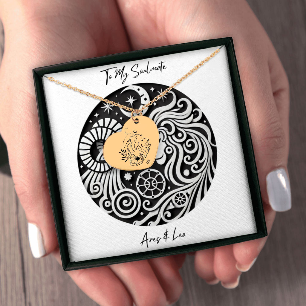 Aries & Leo Zodiac Sign Heart Necklace