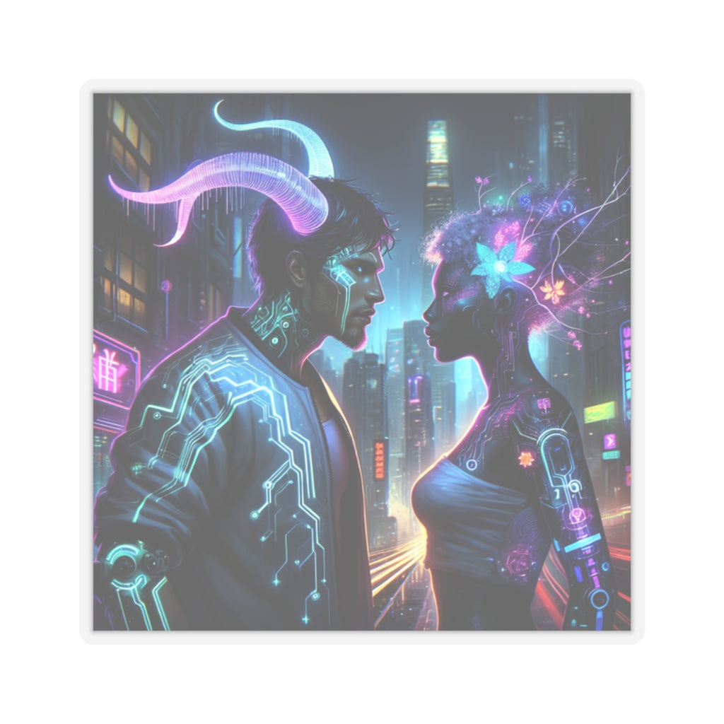 Cyberpunk Romance Kiss-Cut Sticker