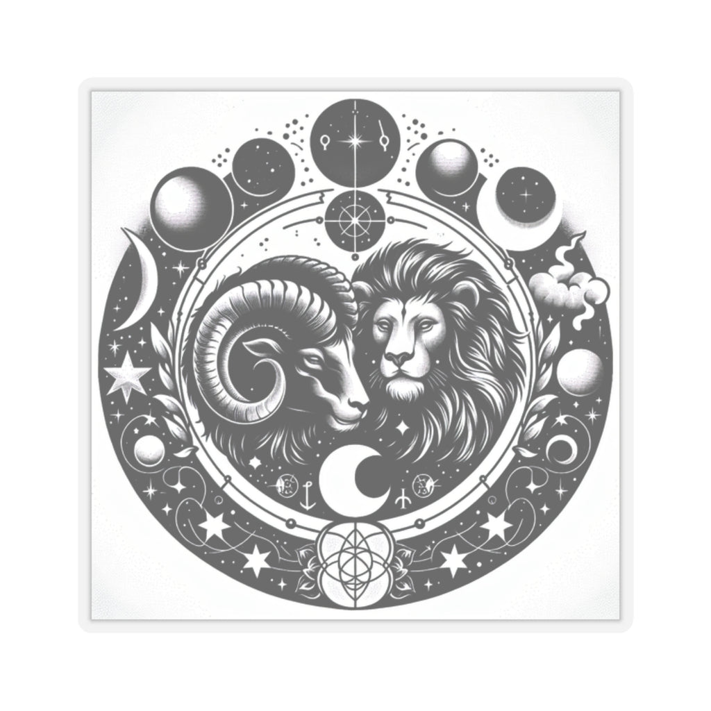 Astrological Lion and Ram Sticker