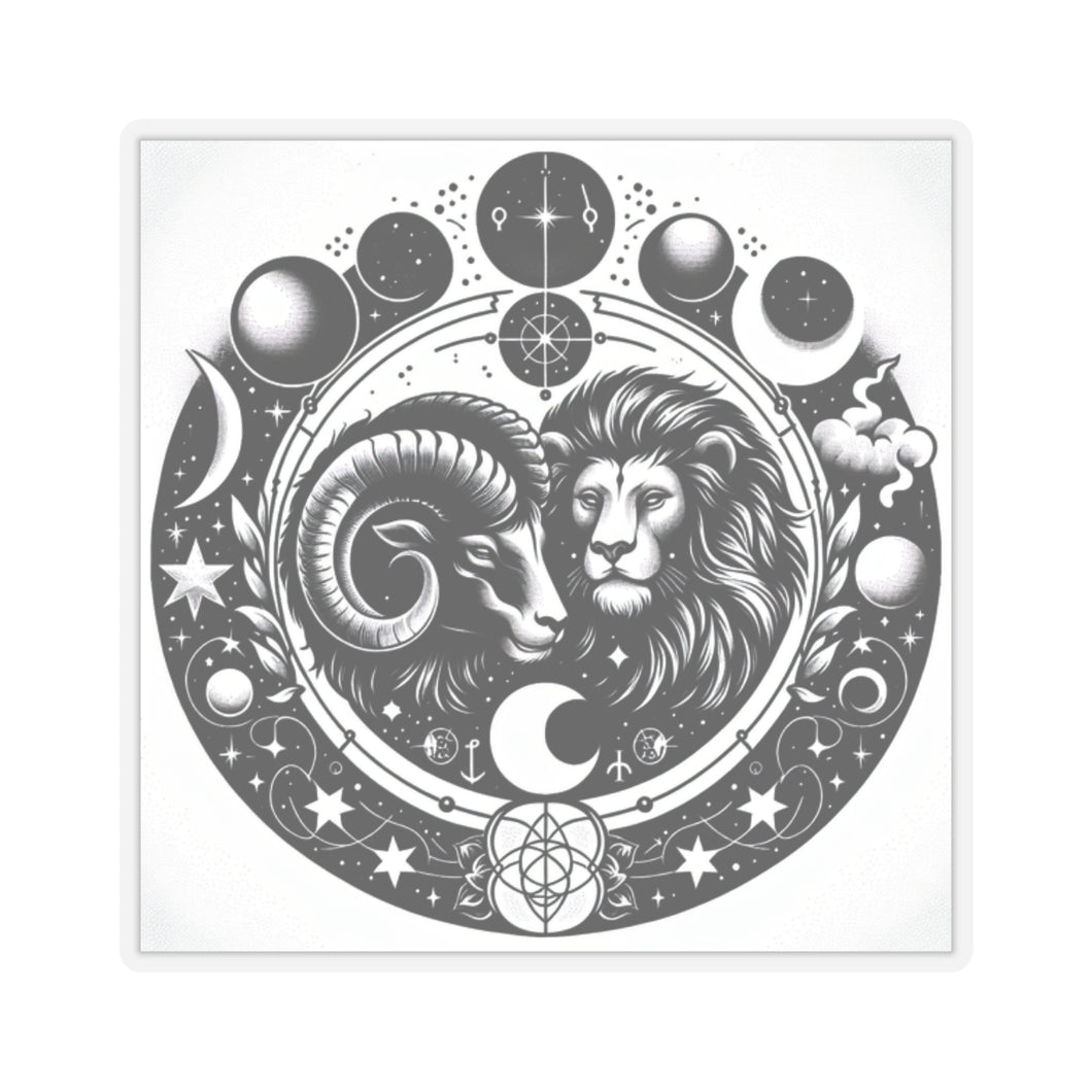 Astrological Lion and Ram Sticker