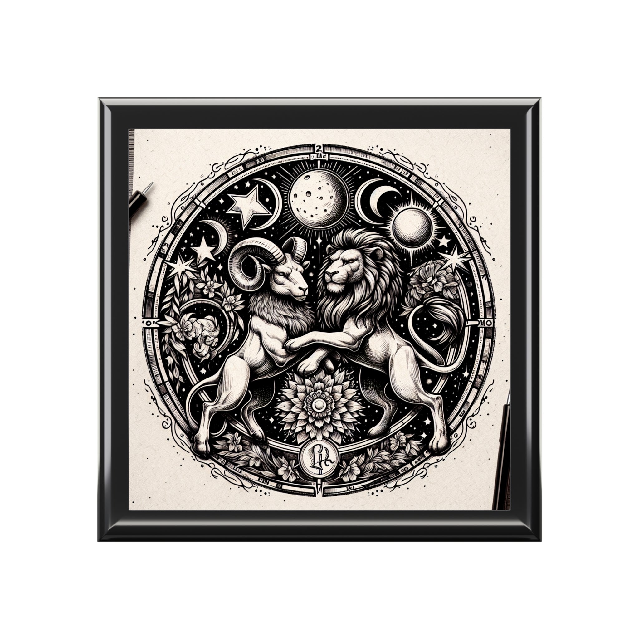 Astrological Lions Elegant Jewelry Box