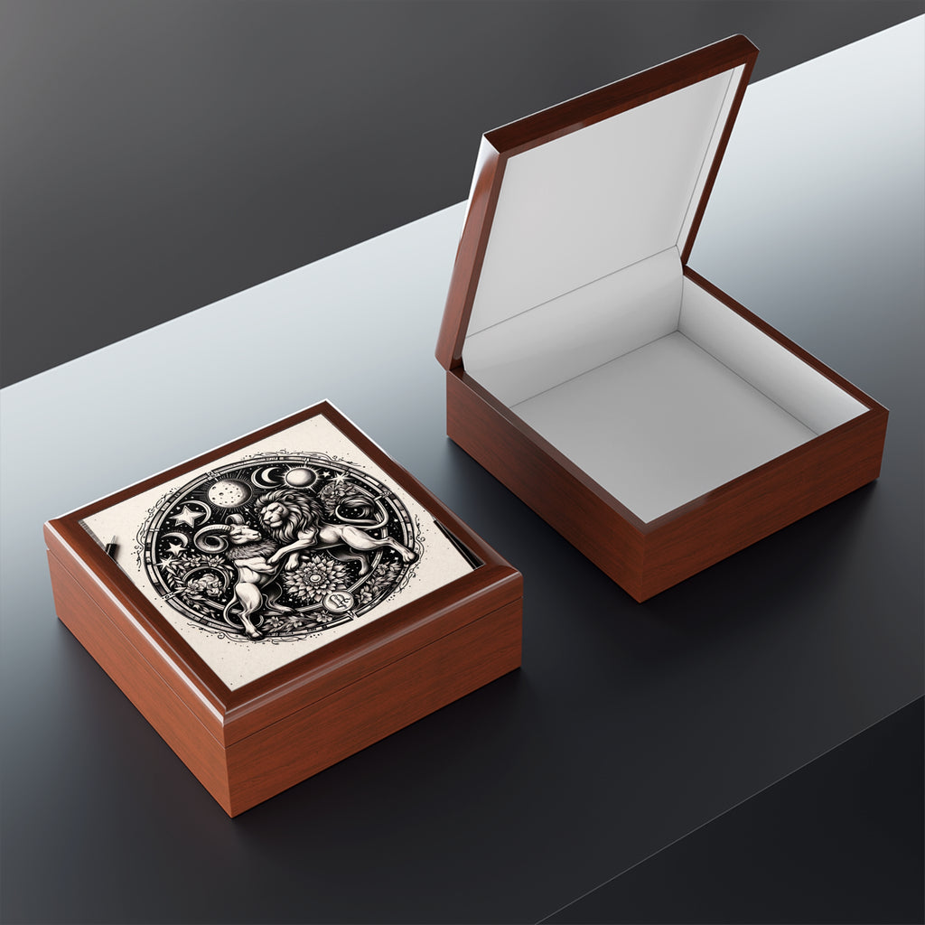 Astrological Lions Elegant Jewelry Box