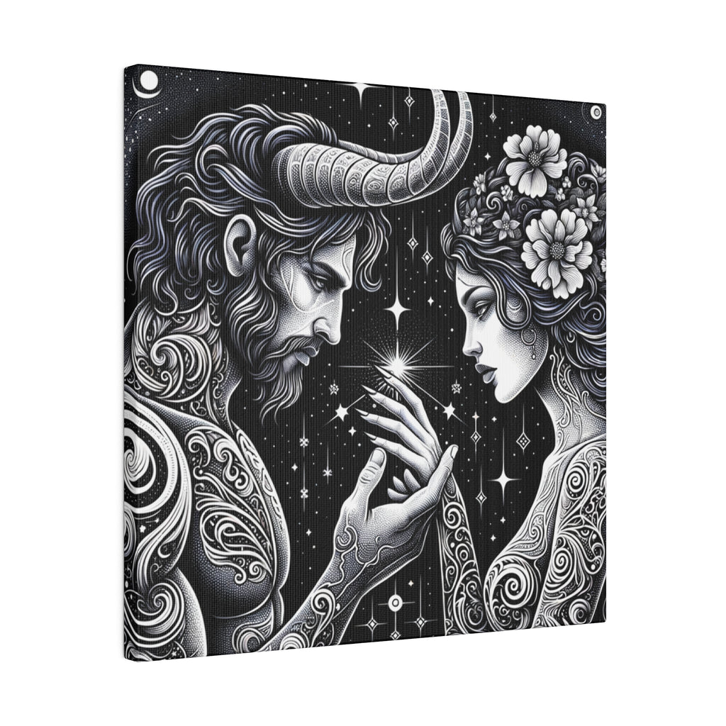 Celestial Embrace - Cosmic Lovers Matte Canvas Art 0.75 Inch Frame