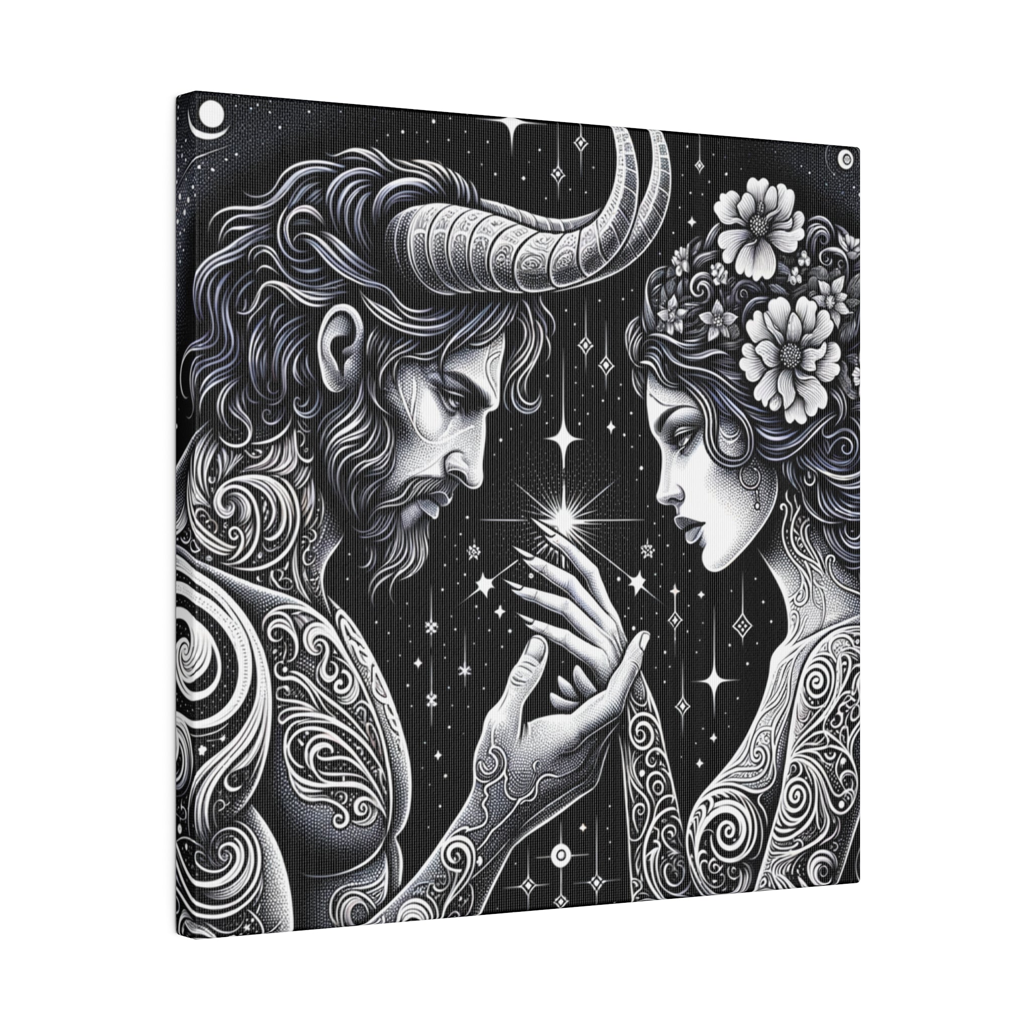 Celestial Embrace - Cosmic Lovers Matte Canvas Art 0.75 Inch Frame