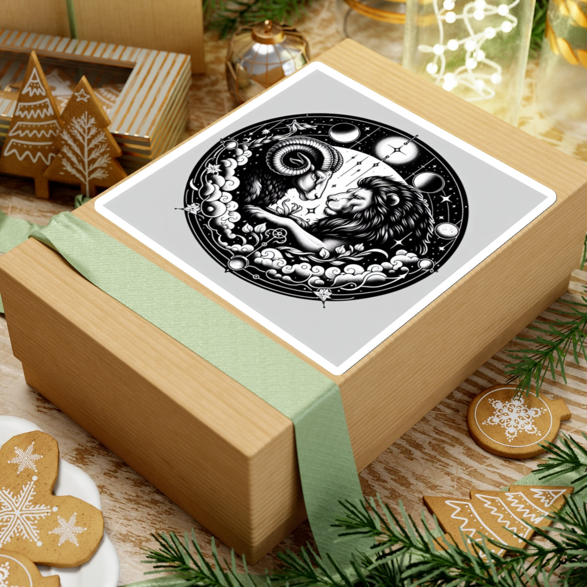 Astrological Ram and Lion Sticker