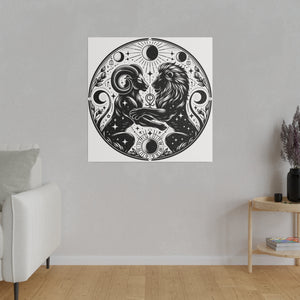 Celestial Harmony Aries and Leo Zodiac Matte Canvas Art