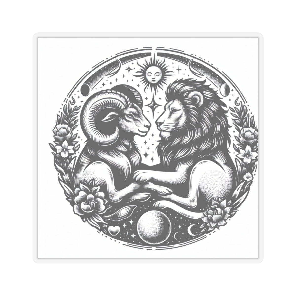 Celestial Lion and Ram Sticker