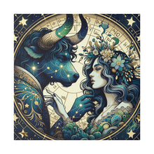Load image into Gallery viewer, Celestial Zodiac Taurus and Woman Artwork Matte Canvas Print - Stretched 0.75 Inch Frame
