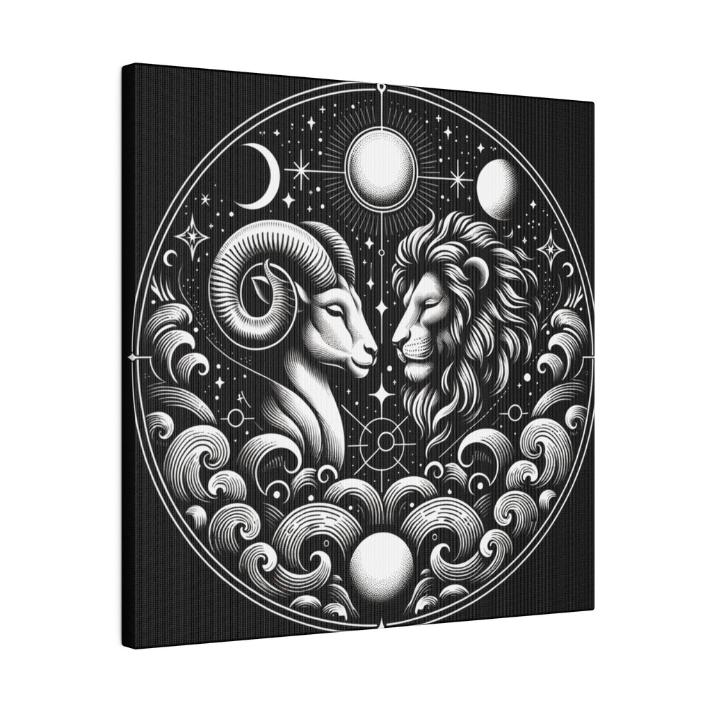 Celestial Zodiac Aries and Leo Harmony Matte Canvas Art
