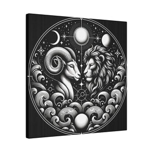 Celestial Zodiac Aries and Leo Harmony Matte Canvas Art