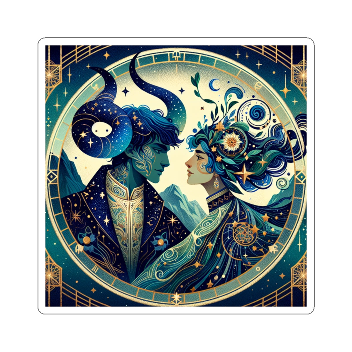 Celestial Zodiac Embrace Sticker