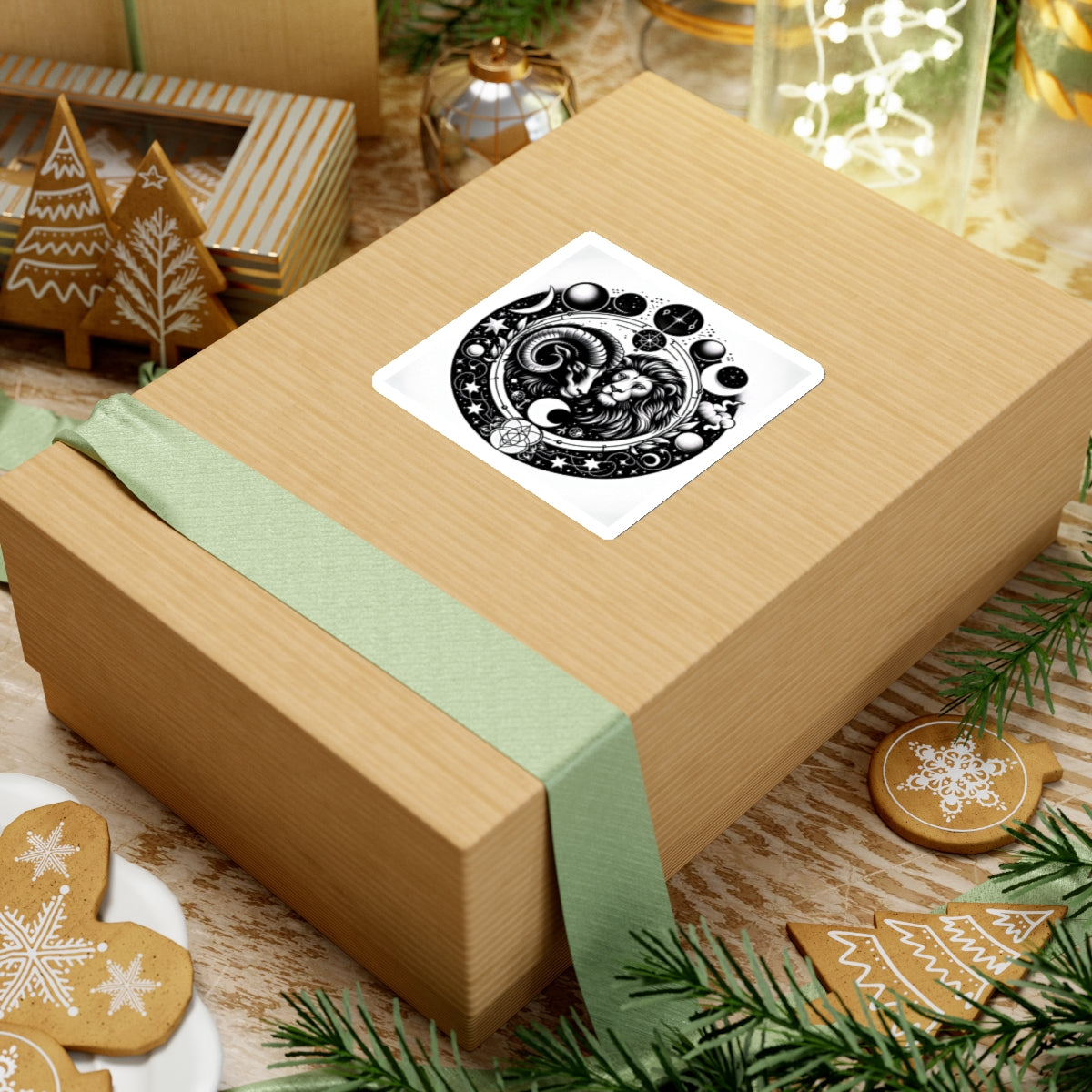 Astrological Lion and Ram Sticker