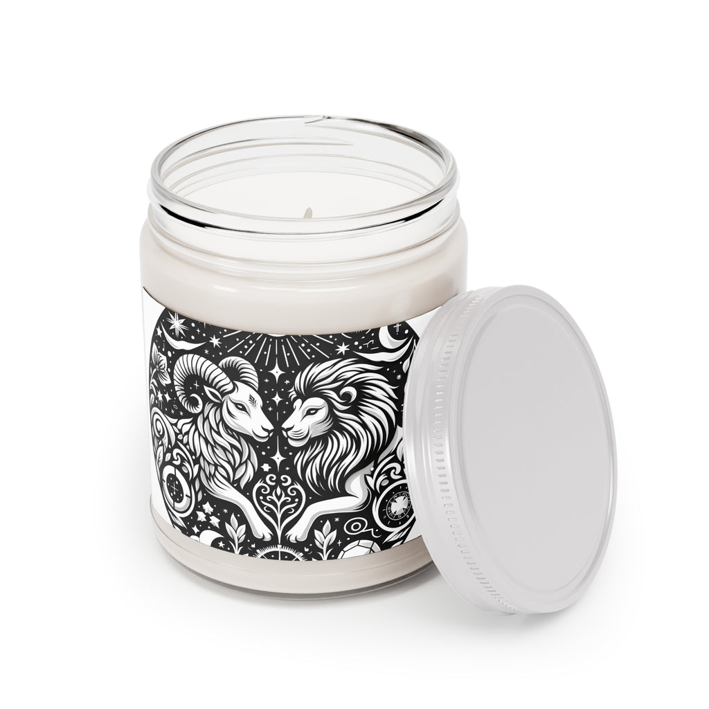 Celestial Harmony Aries & Leo Zodiac Soy Candle - 9 oz Mystic Essence Series