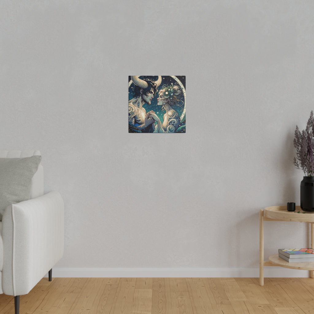 Celestial Embrace Zodiac Art Matte Canvas Print - Stretched 0.75 Inch Frame
