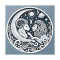 Celestial Zodiac Harmony Matte Canvas Art - Capricorn and Leo Constellation Design