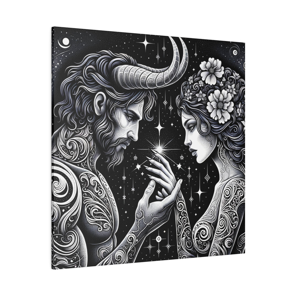 Celestial Embrace - Cosmic Lovers Matte Canvas Art 0.75 Inch Frame