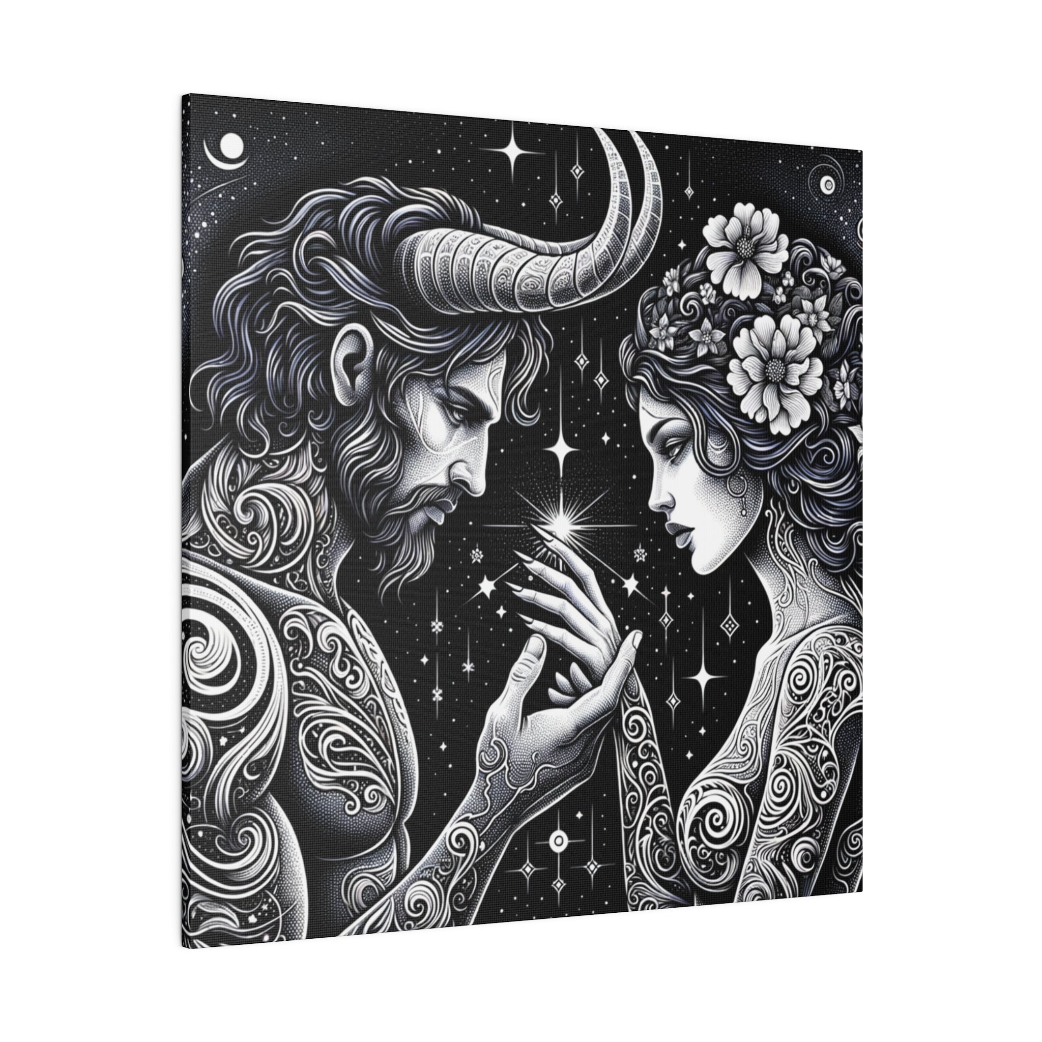 Celestial Embrace - Cosmic Lovers Matte Canvas Art 0.75 Inch Frame