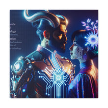 Load image into Gallery viewer, Futuristic Fantasy Portrait Matte Canvas Art - Cybernetic Romance - Stretched 0.75 Inch Frame

