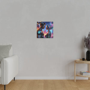 Cyber Love Affair - Futuristic Romance Matte Canvas Art 0.75” Stretch