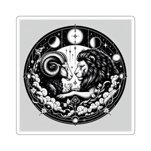 Astrological Ram and Lion Sticker