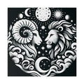 Celestial Harmony: Aries and Leo Zodiac Matte Canvas Art