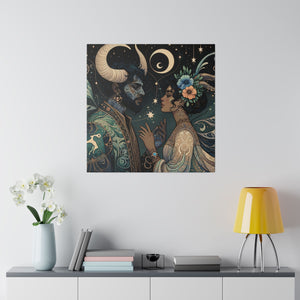 Celestial Embrace - Cosmic Lovers Art Matte Canvas Print, Stretched 0.75 Inch