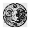 Astrological Aries and Leo Black and White Artwork on Matte Canvas