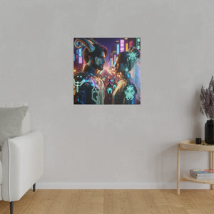 Cyberpunk Romance - Neon Dreamscape Matte Canvas Art 0.75 Inch Frame