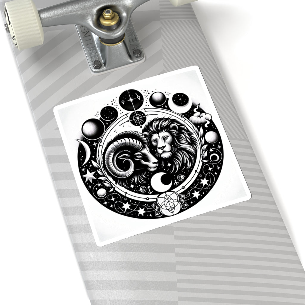 Astrological Lion and Ram Sticker