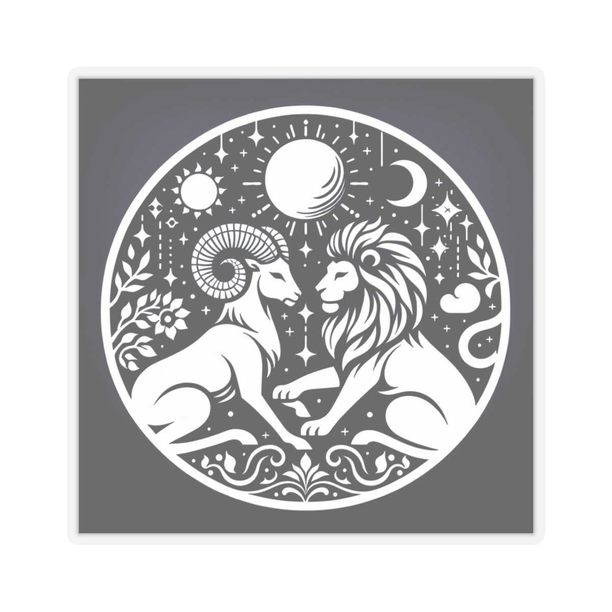 Celestial Lion and Ram Sticker