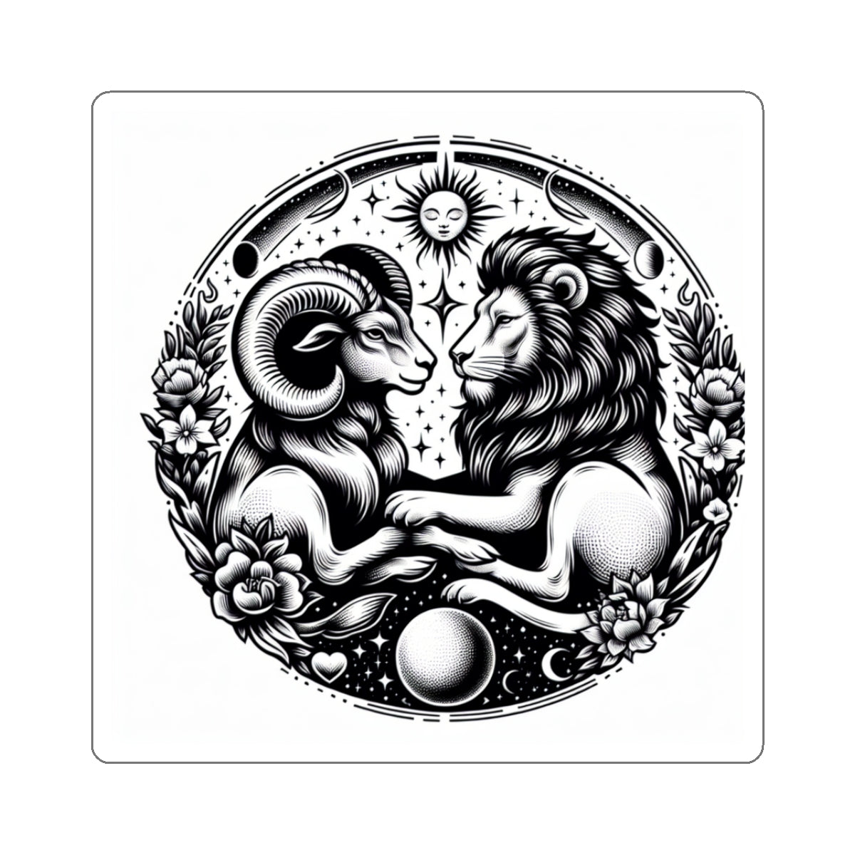 Celestial Lion and Ram Sticker