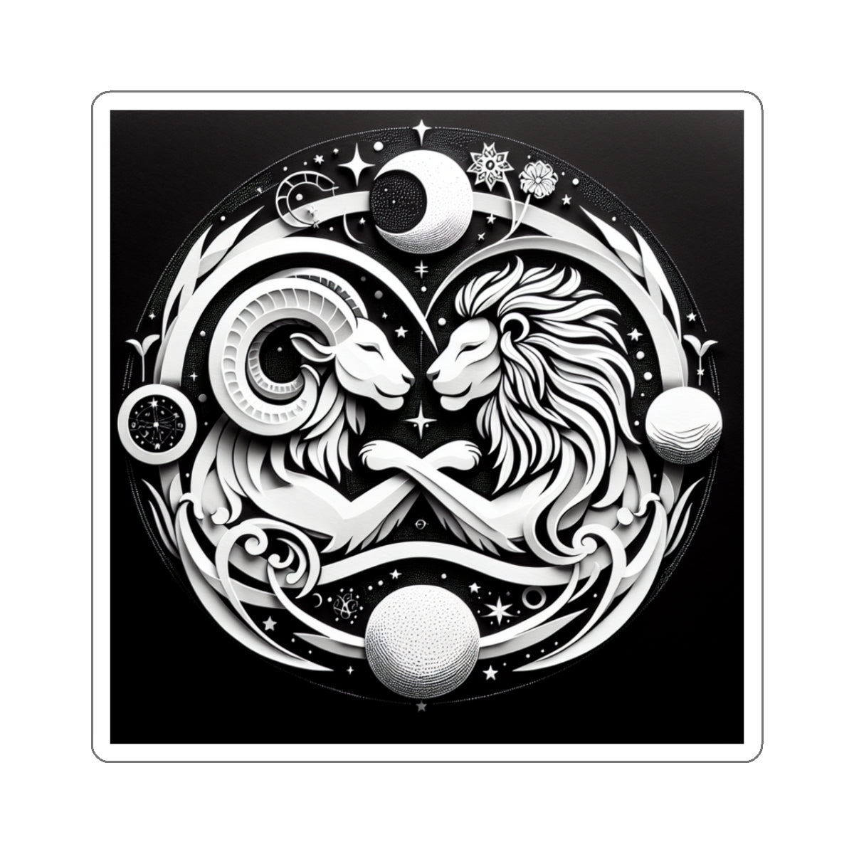Celestial Lion and Ram Sticker