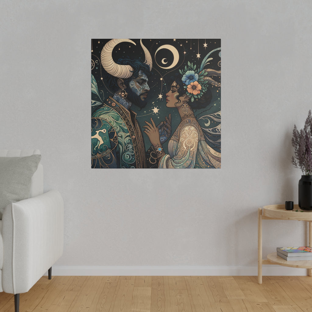 Celestial Embrace - Cosmic Lovers Art Matte Canvas Print, Stretched 0.75 Inch