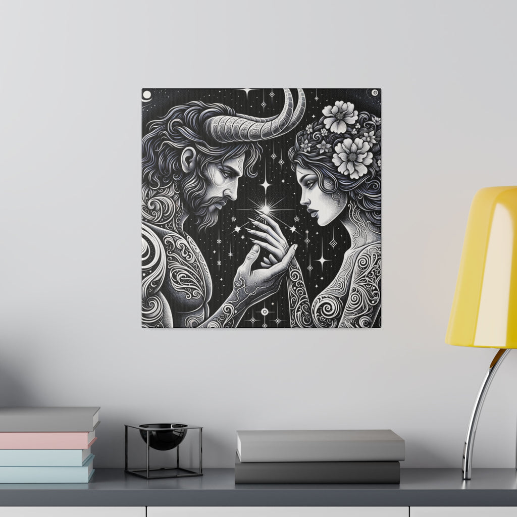 Celestial Embrace - Cosmic Lovers Matte Canvas Art 0.75 Inch Frame