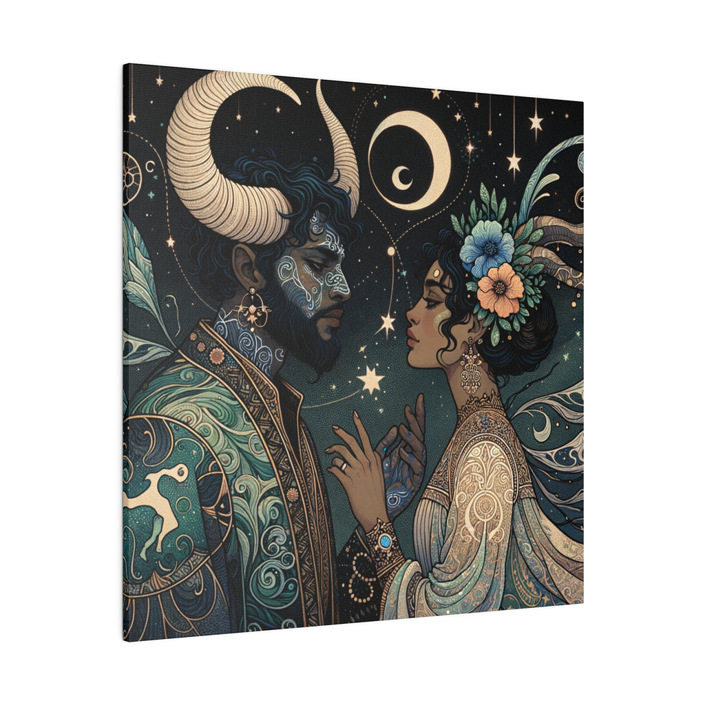 Celestial Embrace - Cosmic Lovers Art Matte Canvas Print, Stretched 0.75 Inch