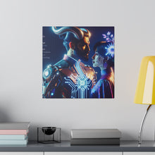 Load image into Gallery viewer, Futuristic Fantasy Portrait Matte Canvas Art - Cybernetic Romance - Stretched 0.75 Inch Frame
