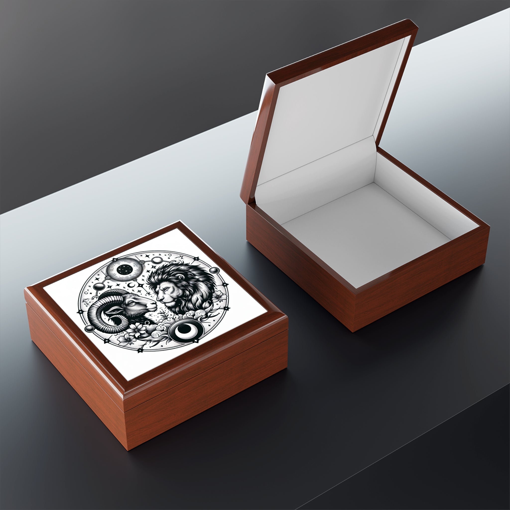 Zodiac Engraved Celestial Jewelry Box