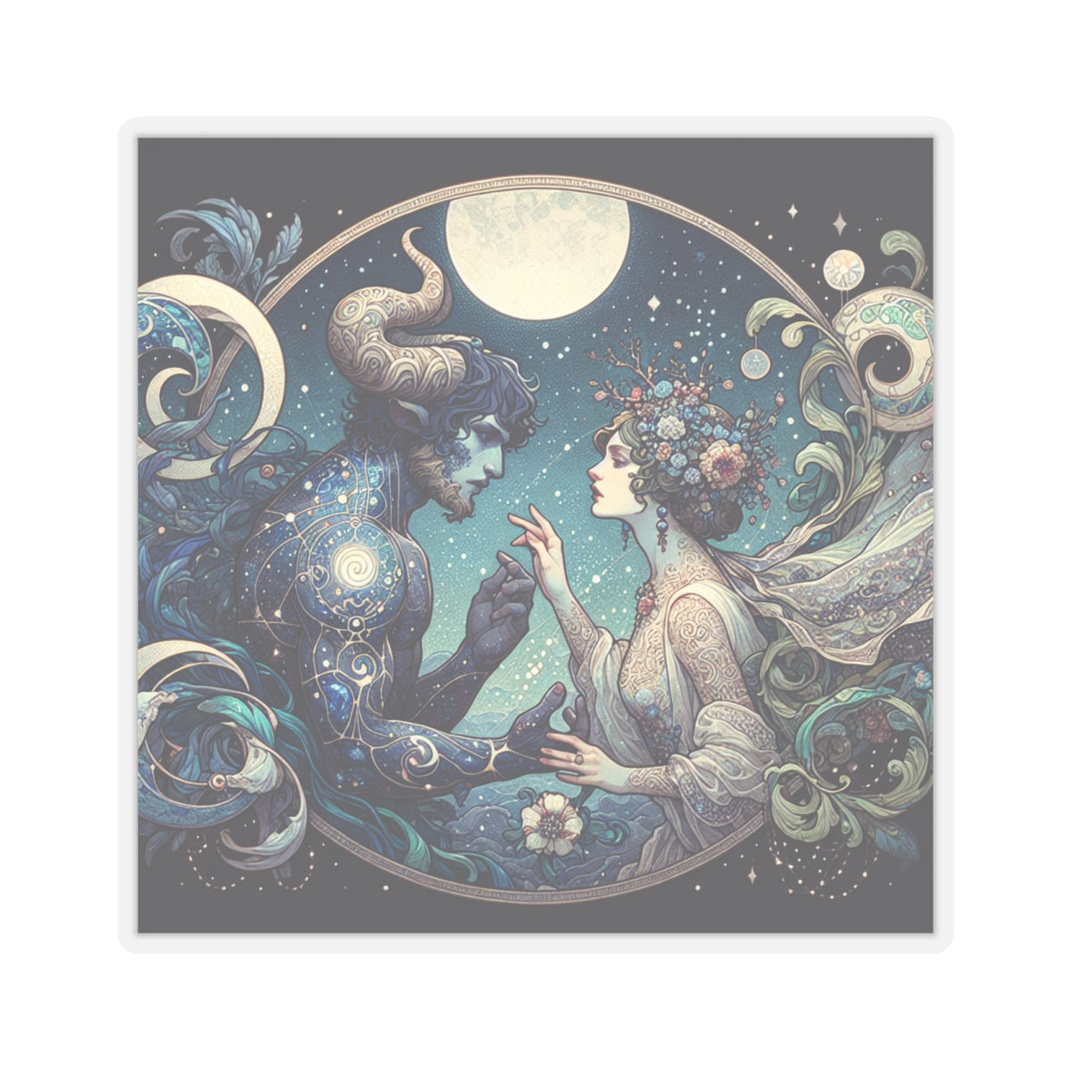 Celestial Lovers Kiss-Cut Sticker