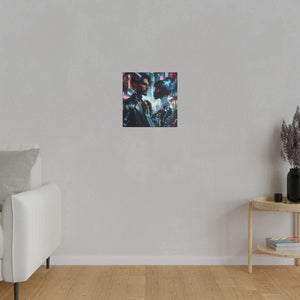 Cybernetic Embrace - Neon Fantasy Art Matte Canvas Print, Stretched 0.75 Inch