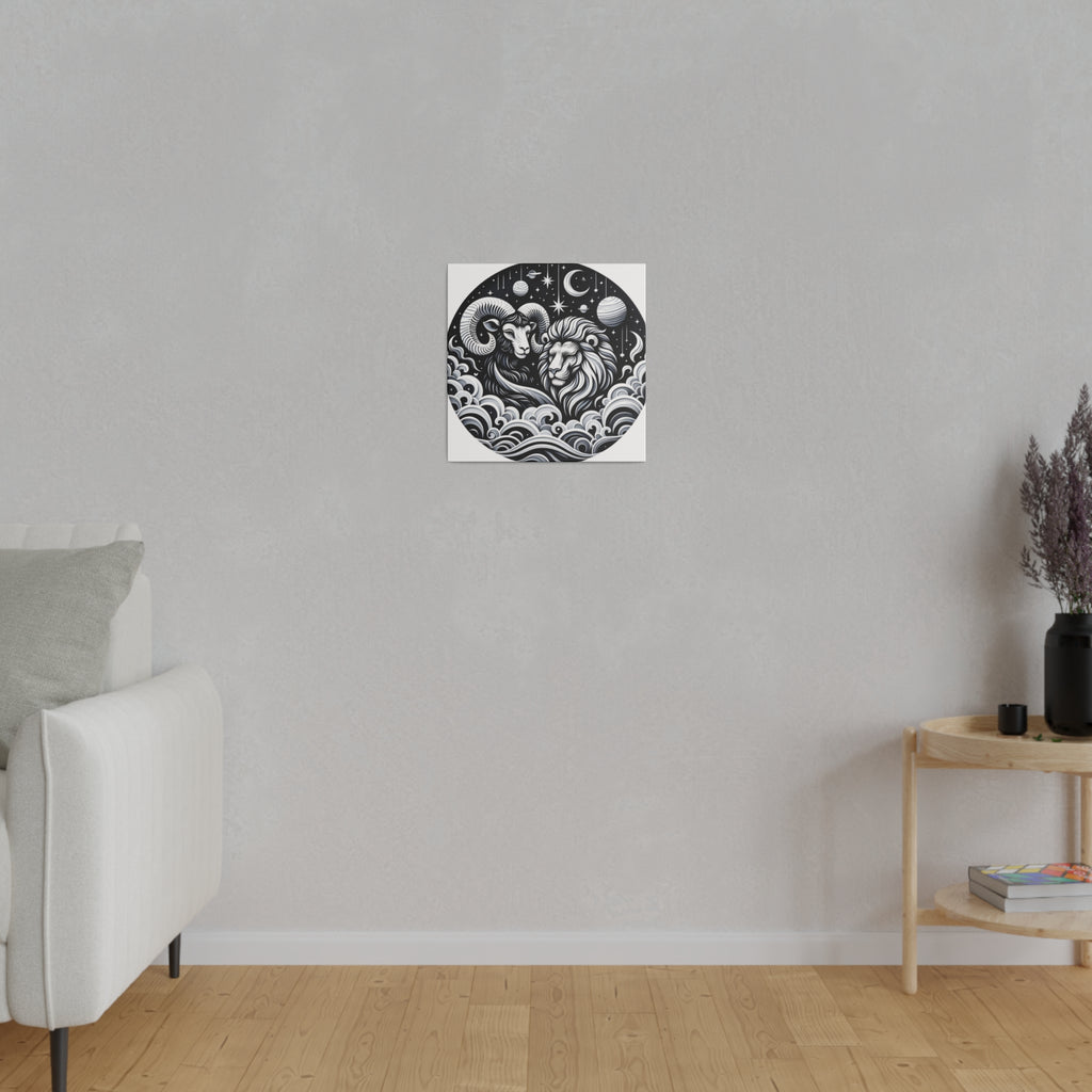 Celestial Zodiac Aries and Leo Harmony Matte Canvas Art - Stretched 0.75 Inch